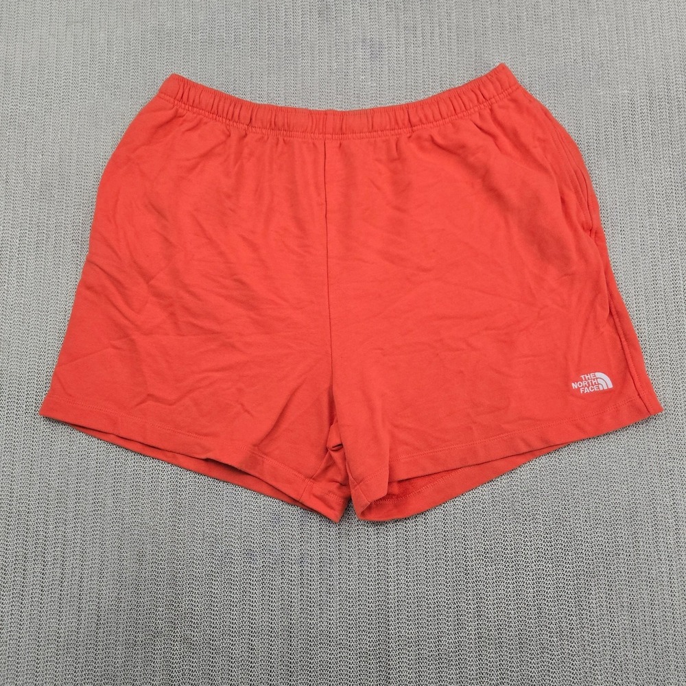 The North Face Shorts Men Large Orange Cotton Simple Logo Fleece Casual Athletic